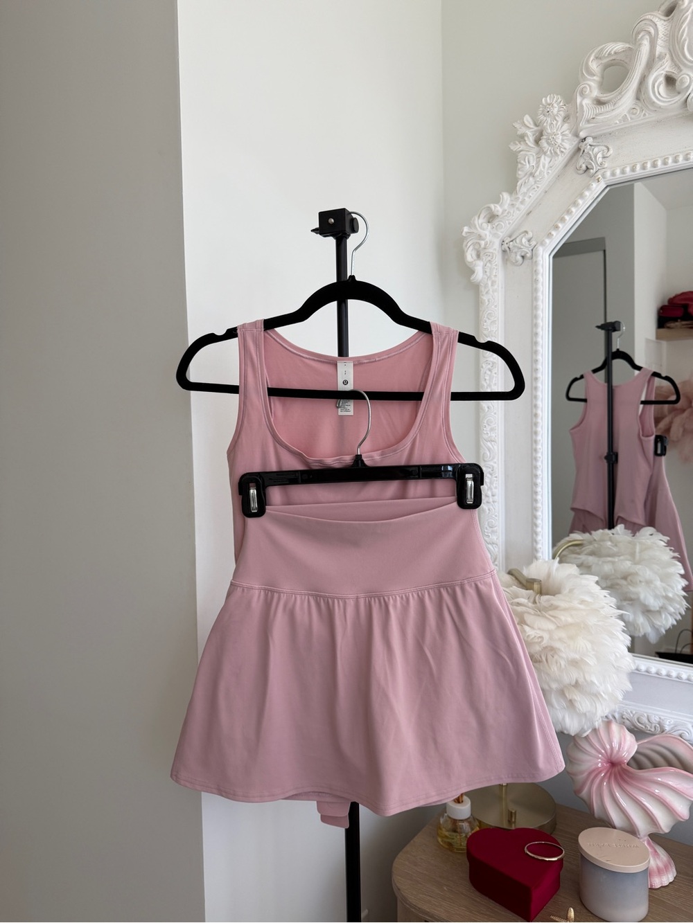 Lululemon Pink Haze Align High-Rise Skirt & Wundermost Nulu Square-Neck Bodysuit